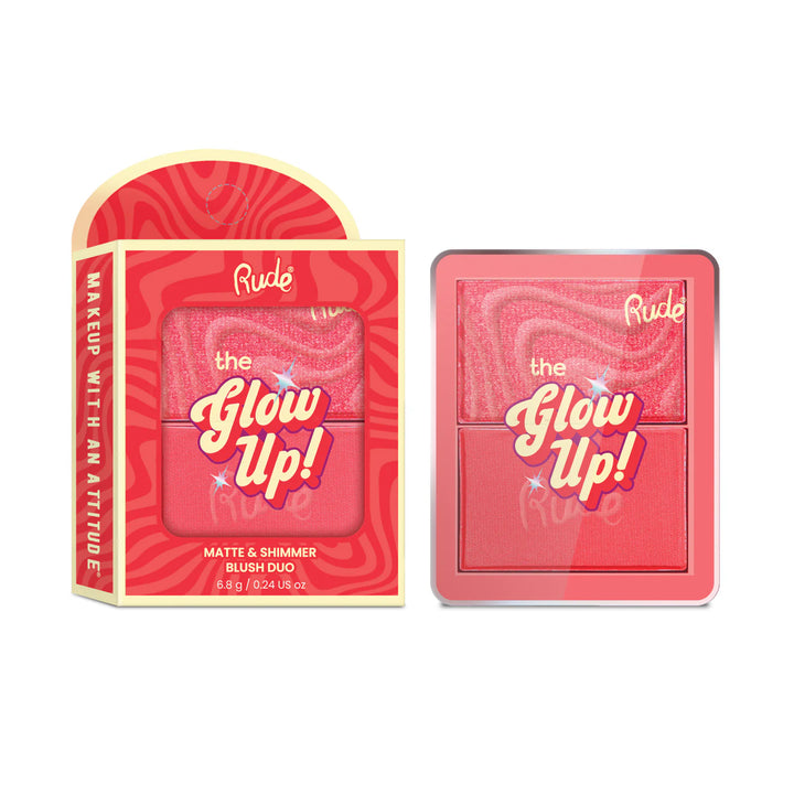 Rude Cosmetics The Glow Up! Matte & Shimmer Blush Duo Blazing Red 6.8gm