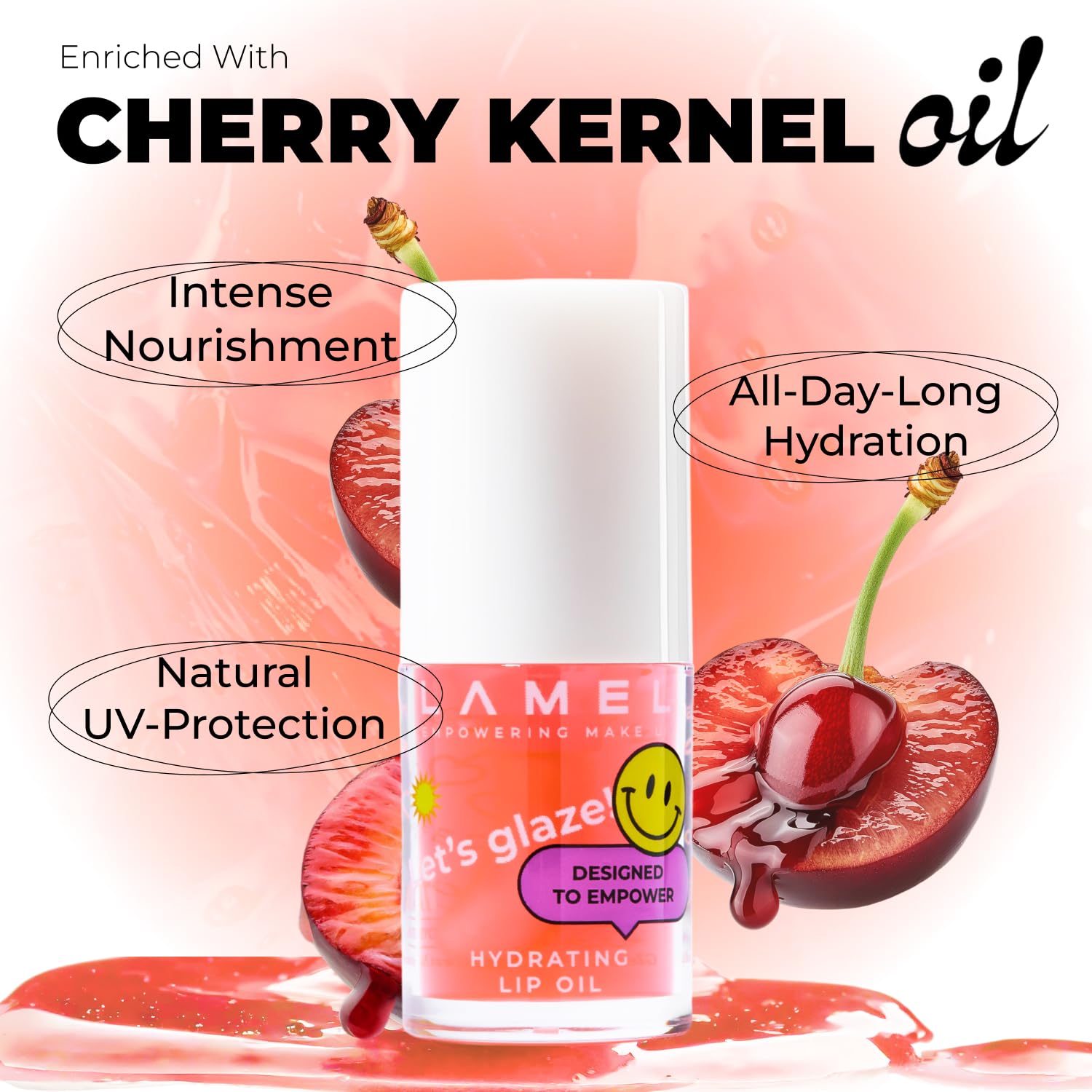 LAMEL Moisturizing Lip Oil LET'S GLAZE 402 Strawberry Jam 4gm