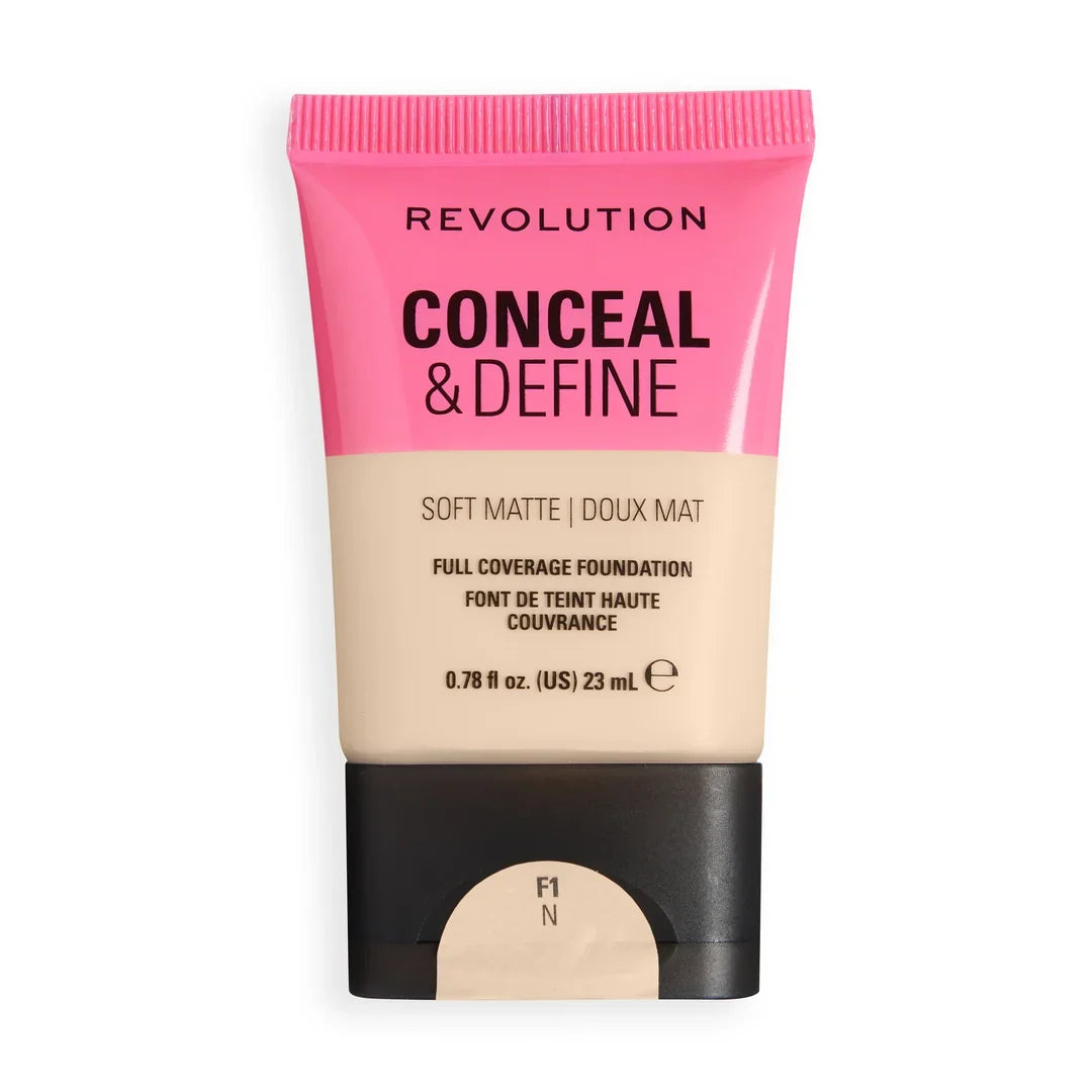 Revolution Conceal & Define Soft Matte Tube Foundation F1N 23ml