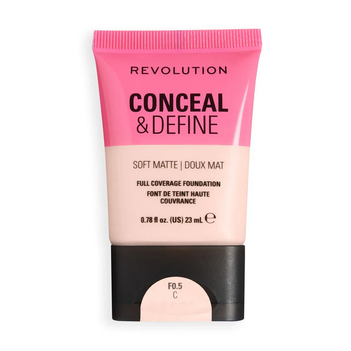 Revolution Conceal & Define Soft Matte Tube Foundation F0.5C 23ml
