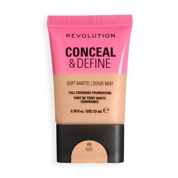 Revolution Conceal & Define Soft Matte Tube Foundation F5NW 23ml