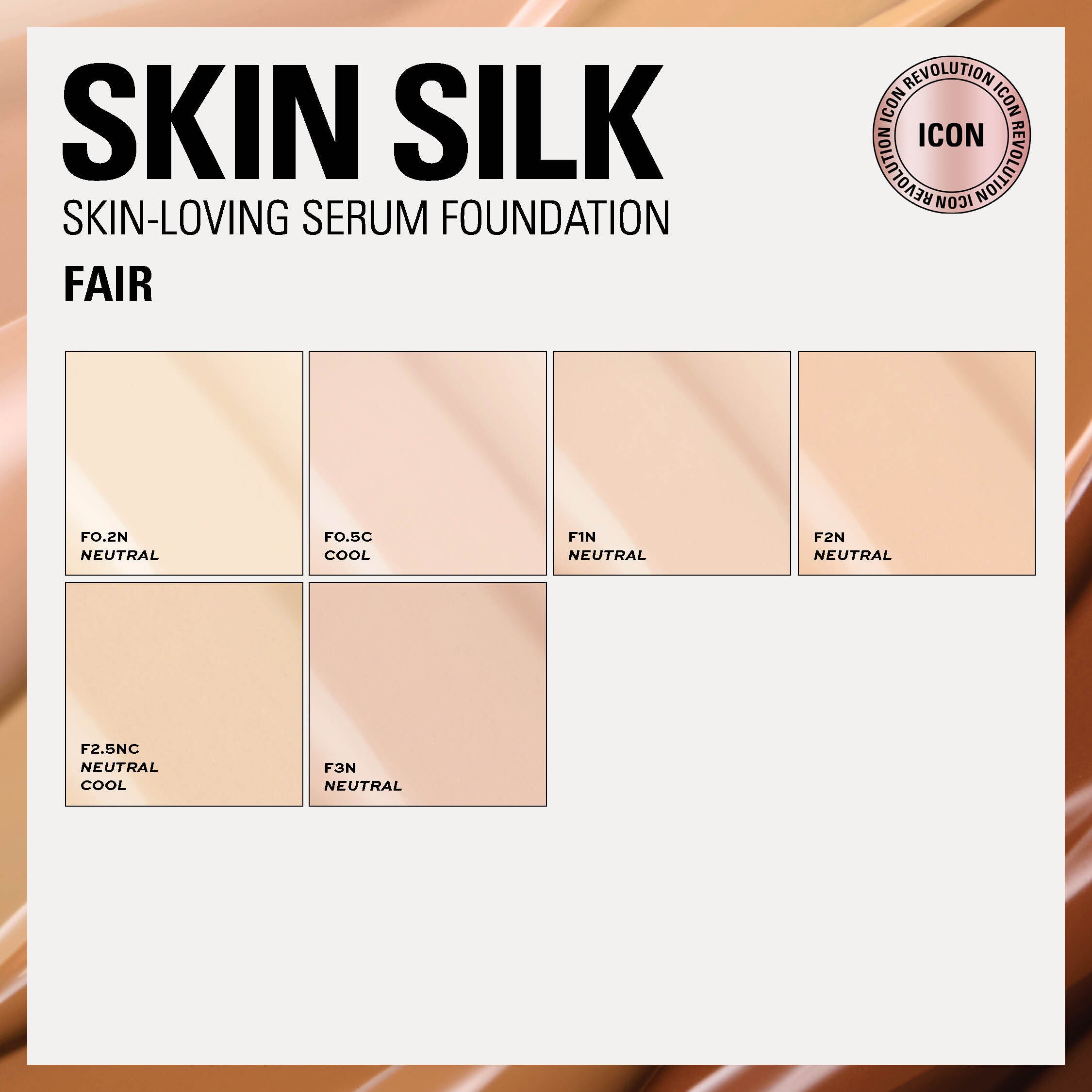 Revolution Skin Silk Radiant Satin Serum Foundation F3 23ml