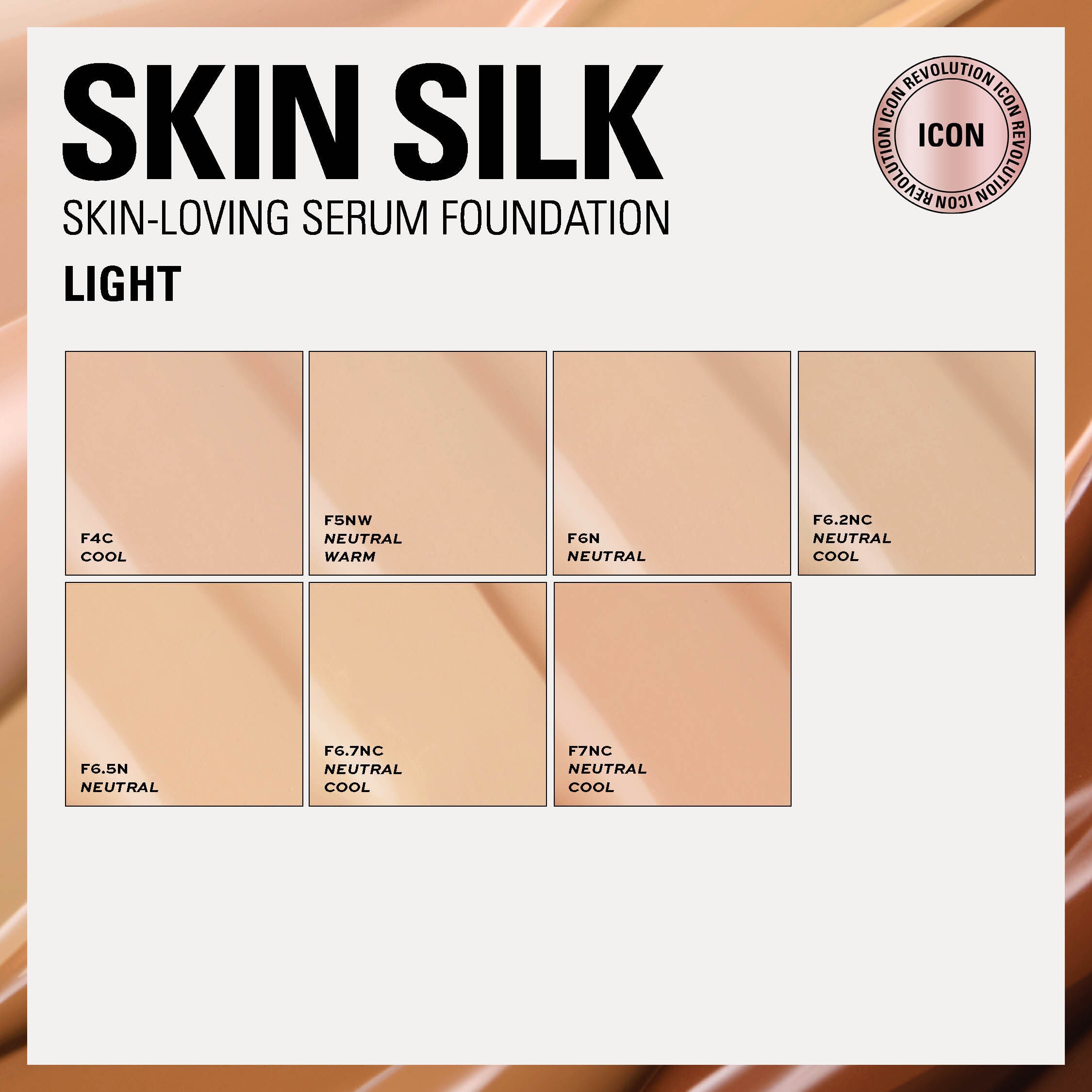 Revolution Skin Silk Radiant Satin Serum Foundation F4 23ml