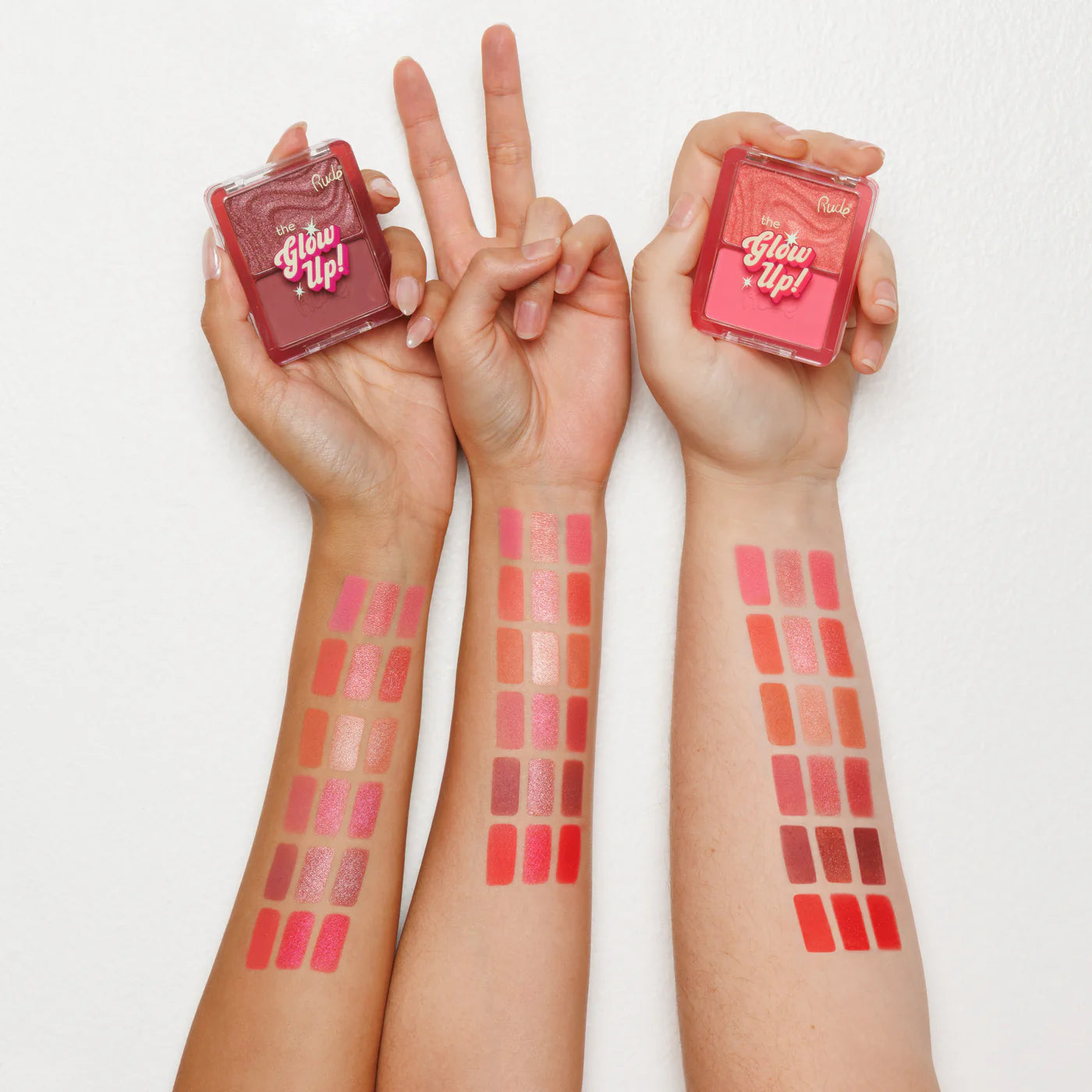 Rude Cosmetics The Glow Up! Matte & Shimmer Blush Duo Blazing Red 6.8gm