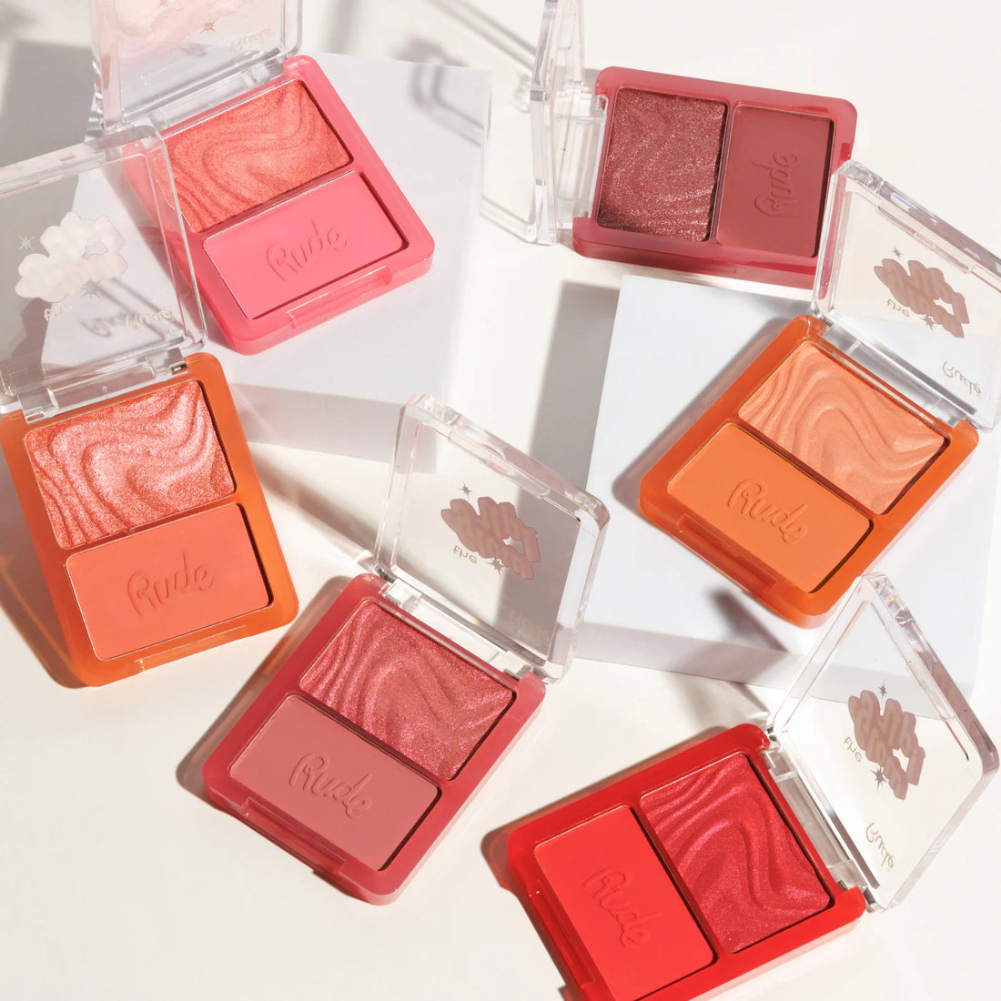 Rude Cosmetics The Glow Up! Matte & Shimmer Blush Duo Blazing Red 6.8gm